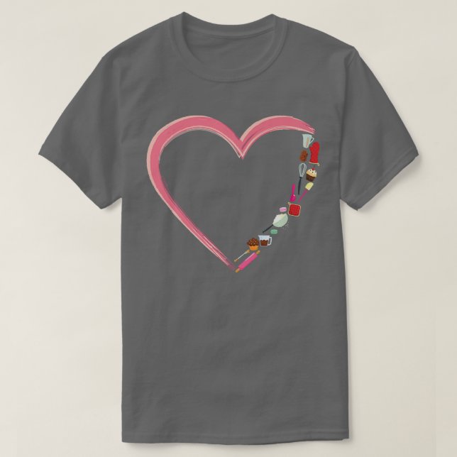 Camiseta Bake Baking Heart Beater Whisk Rolling Pin  (Diseño del anverso)