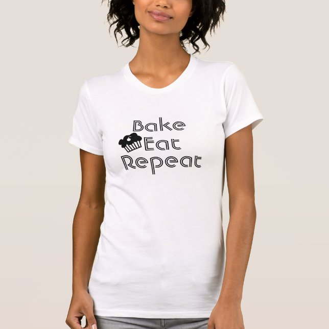 Camiseta Bake Cute Bake Eat Repetir Graciosos Regalos de ca (Anverso)