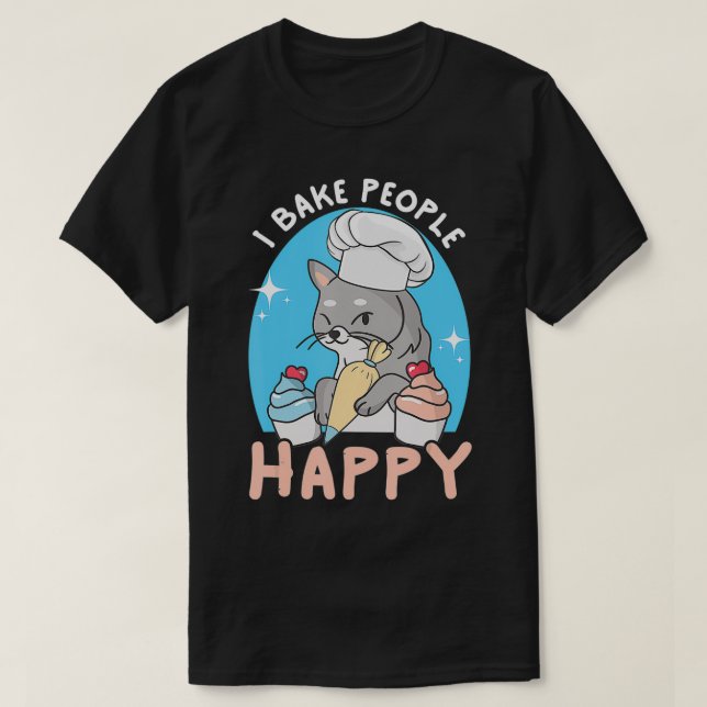 Camiseta Bake People Happy Funny Chef Feline Cat Baking d (Diseño del anverso)