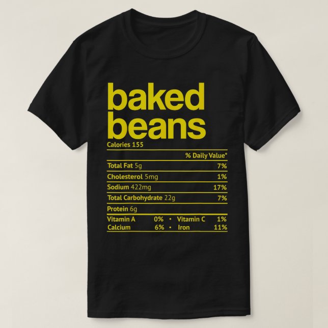Camiseta Baked Beans Nutrition Hacts Funny Thankending Chr (Diseño del anverso)