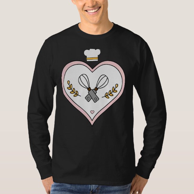 Camiseta Baker Baking Heart Pastry Chef Bakery Whisks (Anverso)