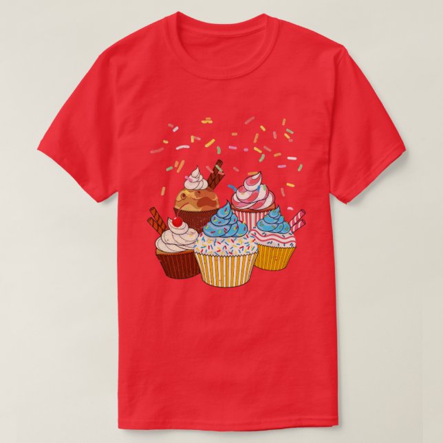 Camiseta Baker Lover Foodie Baker Sprinkles Cupcake (Diseño del anverso)