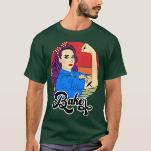 Camiseta Baker Vintage Mujer Regalo Panadería Mujer Fuerte