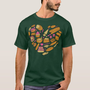 Camiseta Baking Baker Corazón Cupcakes Pan Pasteles de pan