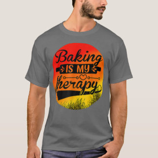Camiseta Baking es mi terapia divertida pastelería de amant