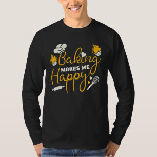 Camiseta Baking Me Hace Feliz Chef Gorra Flour Rolling Pin 