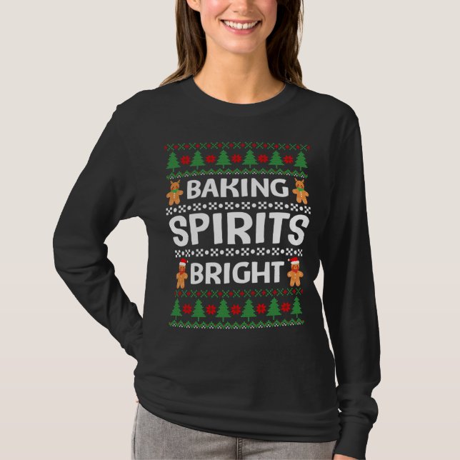 Camiseta Baking Spirits Brillantes Navidades Graciosos Feo  (Anverso)