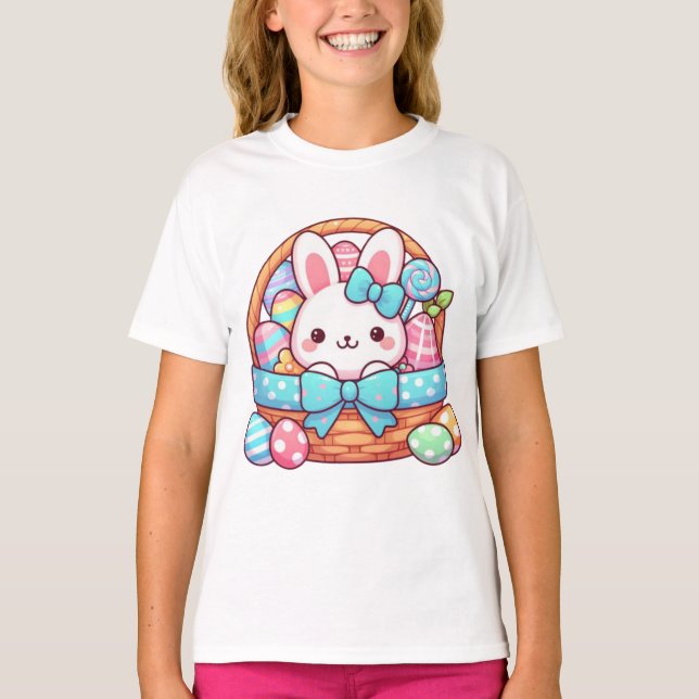 Camiseta Bakset de conejo de Pascua (Anverso)