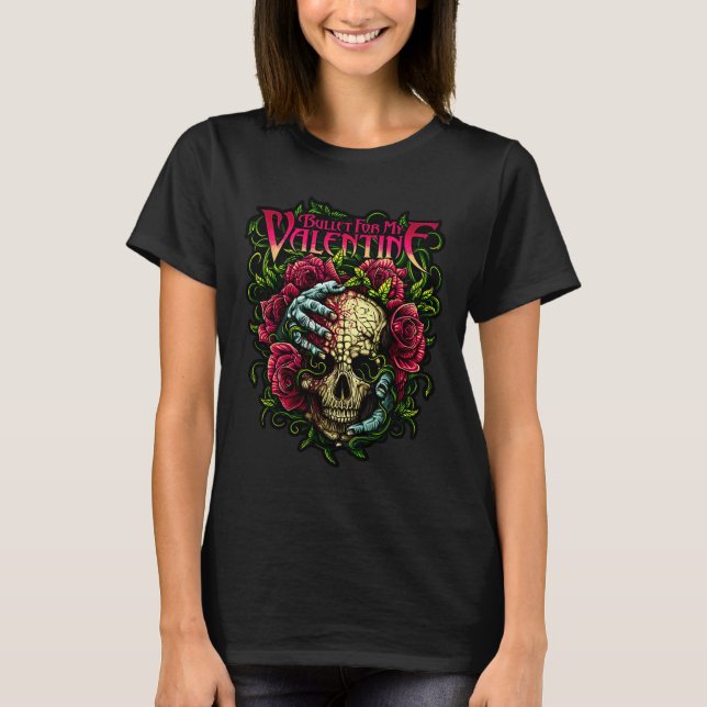 Camiseta Bala Divertida Mis Rosas De Cráneo De San Valentín (Anverso)