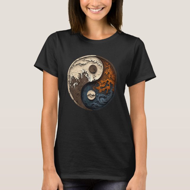 Camiseta Balance and Harmony Yin Yang Symbol Ocean Forest (Anverso)
