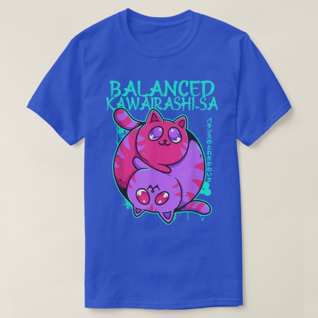 Camiseta Balanced Kawairashi-sa Yin Yang Anime Cat Kitten O (Diseño del anverso)
