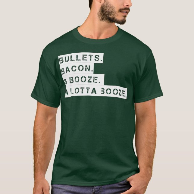 Camiseta Balas Bacon Booze A Lotta Booze (Anverso)