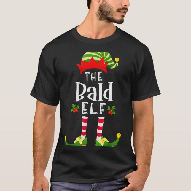 Camiseta Bald Christmas Elf Matching Pajama X-mas Party  (Anverso)