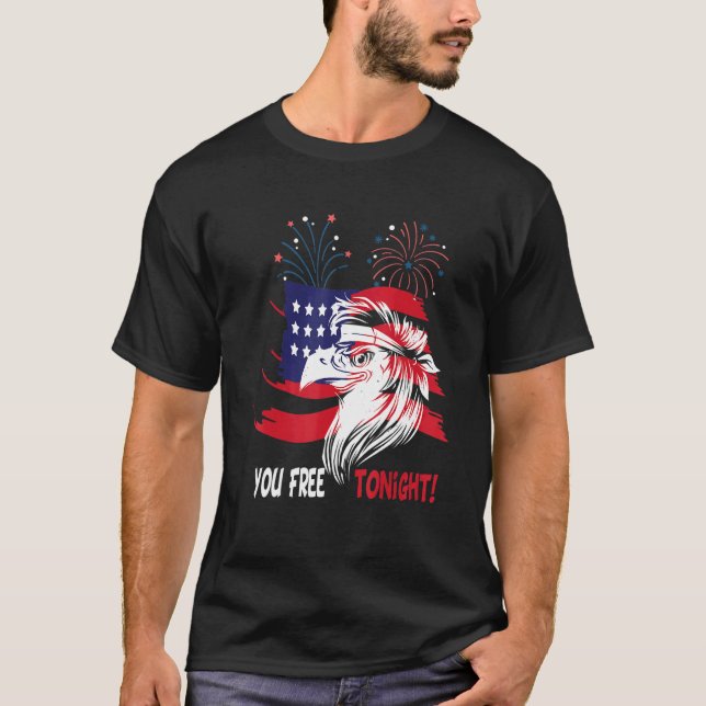 Camiseta Bald Eagle 4 De Julio Patriótico Mullet Bandera De (Anverso)