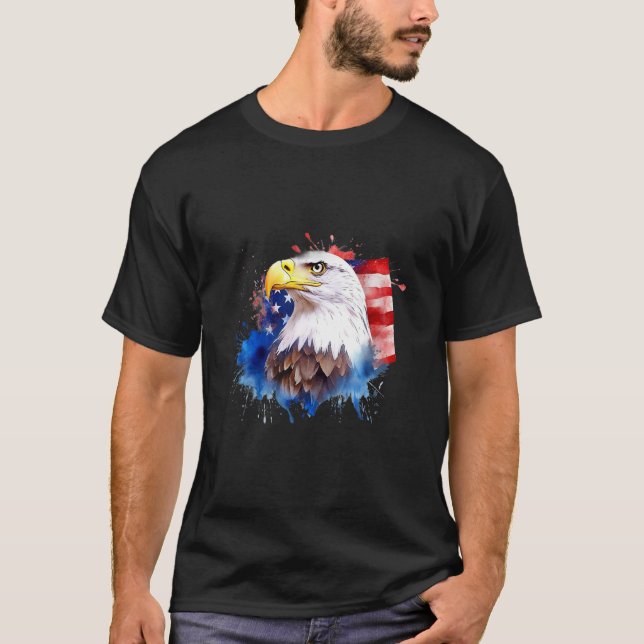 Camiseta Bald Eagle 4th of July American Flag Country Tee (Anverso)