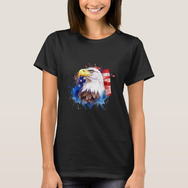 Camiseta Bald Eagle 4th of July American Flag Country Tee (Anverso)