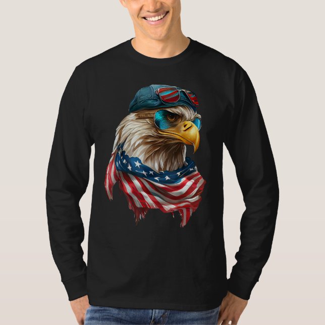 Camiseta Bald Eagle 4th of July Christmas American Flag Of  (Anverso)