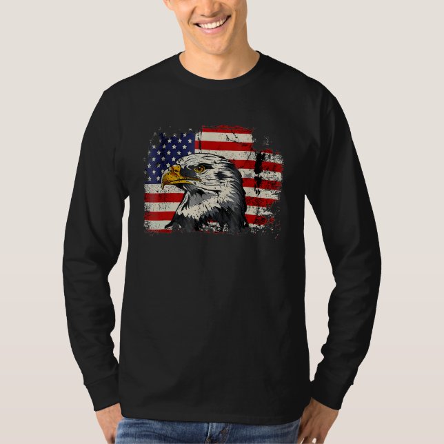 Camiseta Bald Eagle 4th of July  USA American Flag Country (Anverso)