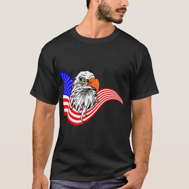 Camiseta Bald Eagle American Bandera de Estados Unidos Arte (Anverso)