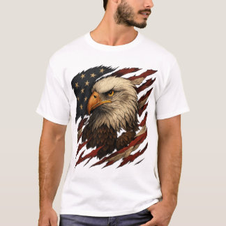 Camiseta Bald Eagle American Flag – Patriótica USA