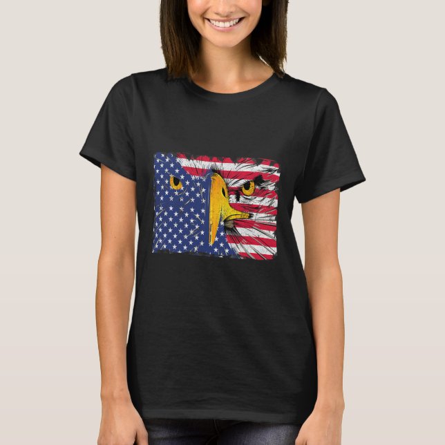 Camiseta Bald Eagle Bandera Estadounidense 4 De Julio (Anverso)