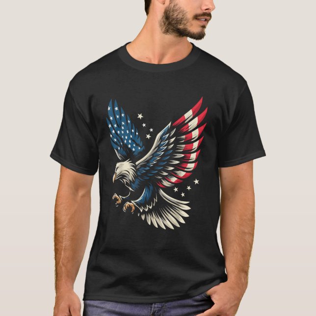 Camiseta Bald Eagle Bandera Patriótica Estadounidense 4 De  (Anverso)