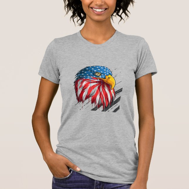 Camiseta Bald Eagle Bird USA Bandera Llorar Símbolo de cami (Anverso)