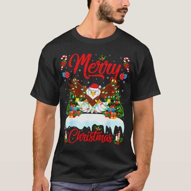 Camiseta Bald Eagle Lover Xmas Lighting Santa Bald Eagle Ch (Anverso)