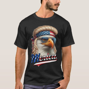 Camiseta Bald Eagle Merica 4 de Julio Eagle Blonde Mullet F