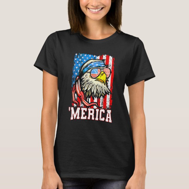Camiseta Bald Eagle Mullet Merica American Flag  4th Of Jul (Anverso)