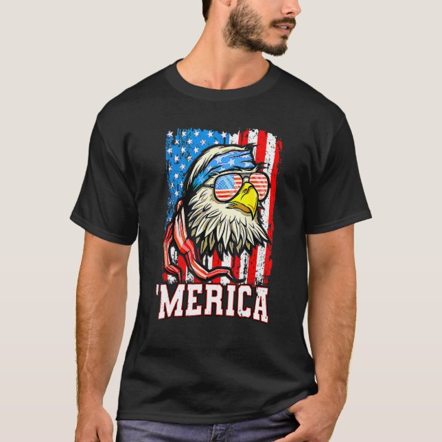 Camiseta Bald Eagle Mullet Merica American Flag  4th Of Jul (Anverso)