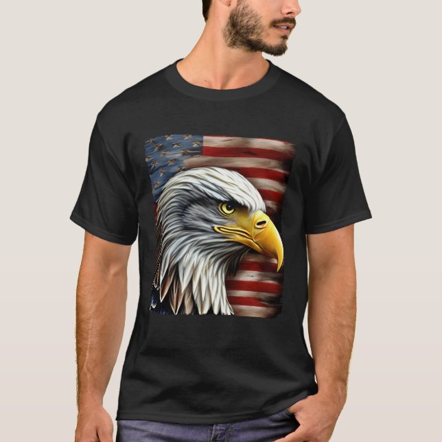 Camiseta Bald Eagle On American Flag 4th of July (Anverso)