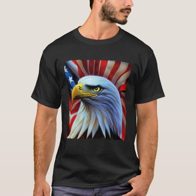 Camiseta Bald Eagle On American Flag USA 4th of July Party  (Anverso)