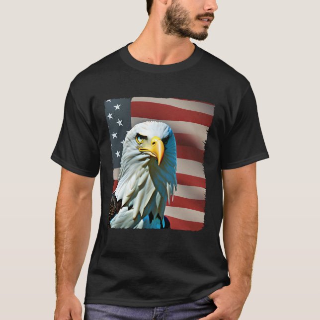 Camiseta Bald Eagle On USA Flag American 4th of July (Anverso)