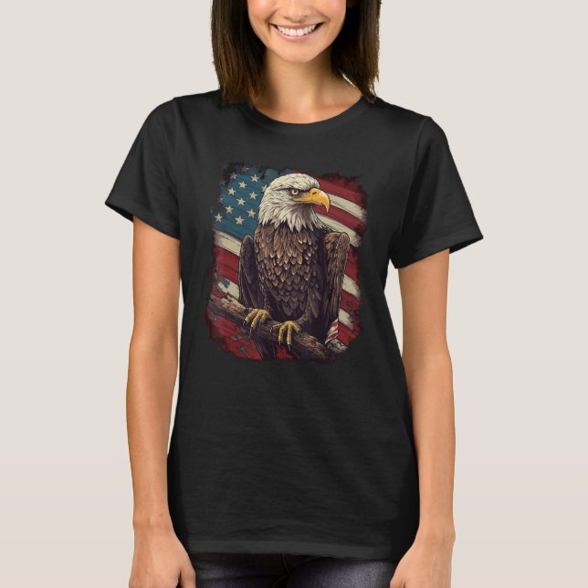 Camiseta Bald Eagle US American Flag 4th Of July Patriotic  (Anverso)