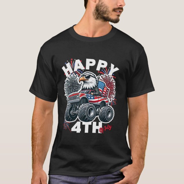Camiseta Bald Eagle USA Monster Truck Bandera USA 4 De Juli (Anverso)