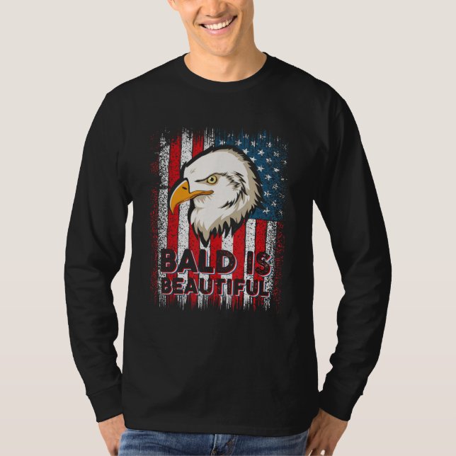 Camiseta Bald Is Beautiful 4th of July Independence Day (Anverso)