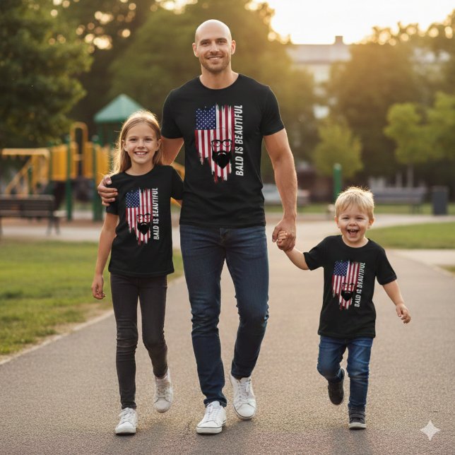 Camiseta Bald Is Beautiful American Flag Man T-Shirt (Subido por el creador)