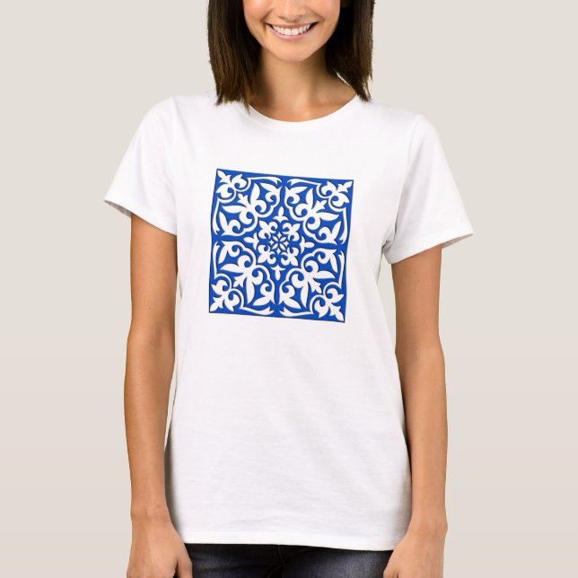 Camiseta Baldosa marroquí - azul cobalto y blanco (Anverso)