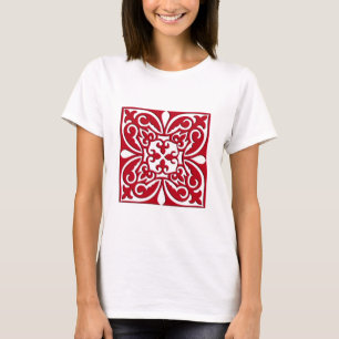 Camiseta Baldosa marroquí - rojo oscuro y blanco