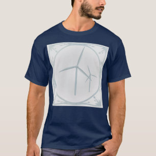 Camiseta Baldosas de estilo negro Delft con turbinas eólica