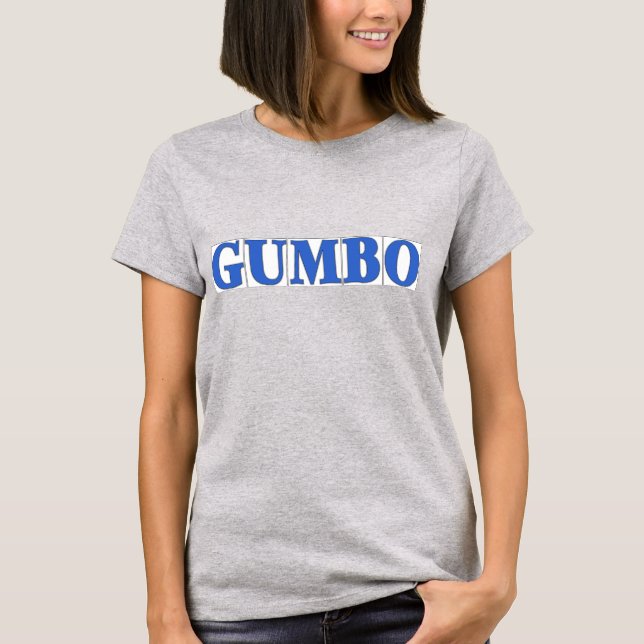 Camiseta Baldosas de letras azules, GUMBO (Anverso)