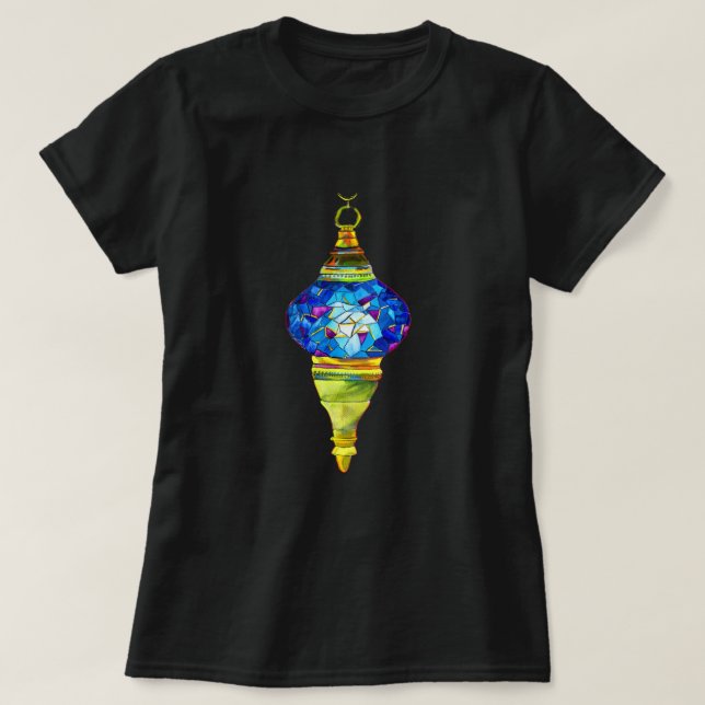 Camiseta Baldosas de mosaico de las lámparas turcas azules  (Diseño del anverso)