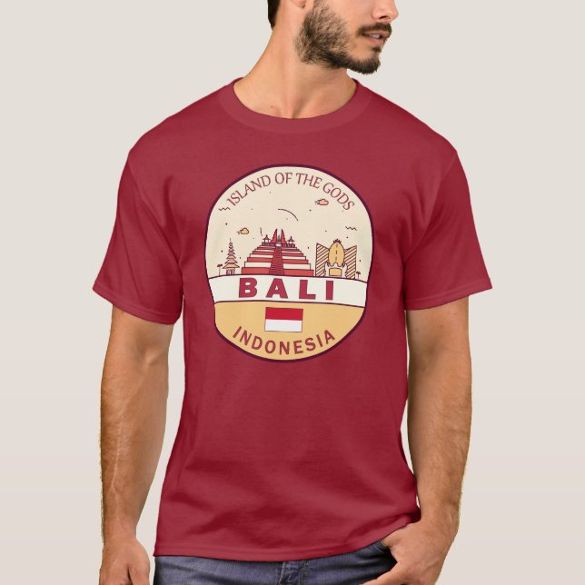 Camiseta Bali Indonesia City Skyline Emblem (Anverso)