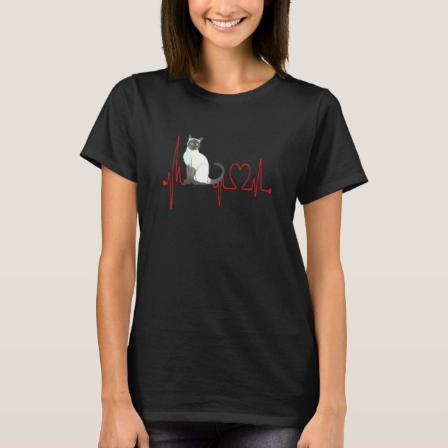 Camiseta Balinese Cat Heartbeat EKG  Cat Kitten  Design (Anverso)