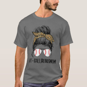Camiseta Ball Bonus Mama Life Messy Bun Leopard Print Softb