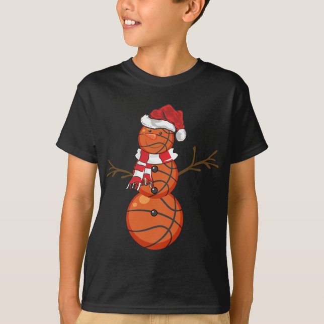 Camiseta Ball de baloncesto Navidad regalo de Snowman Baske (Anverso)