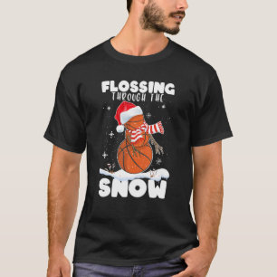 Camiseta Ball de baloncesto Snowman Santa Xmas Flossing Thr