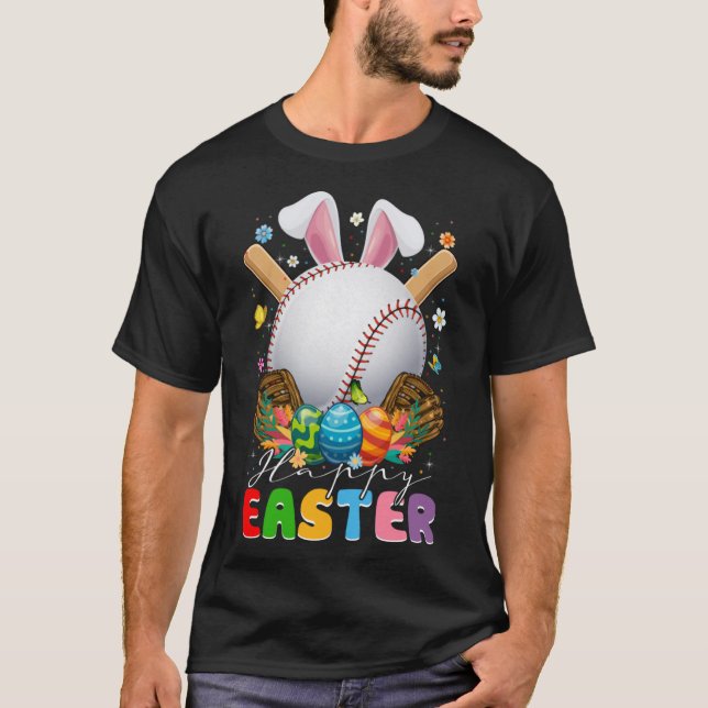 Camiseta Ball de béisbol y Bats Bunny Ears Easter Day Boys  (Anverso)