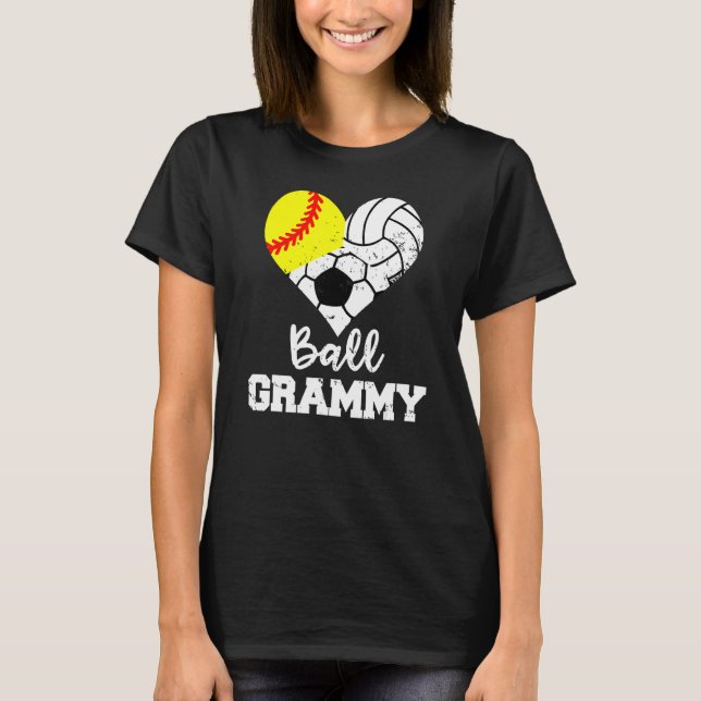 Camiseta Ball Grammy Heart Softball Volleyball Soccer Gram (Anverso)